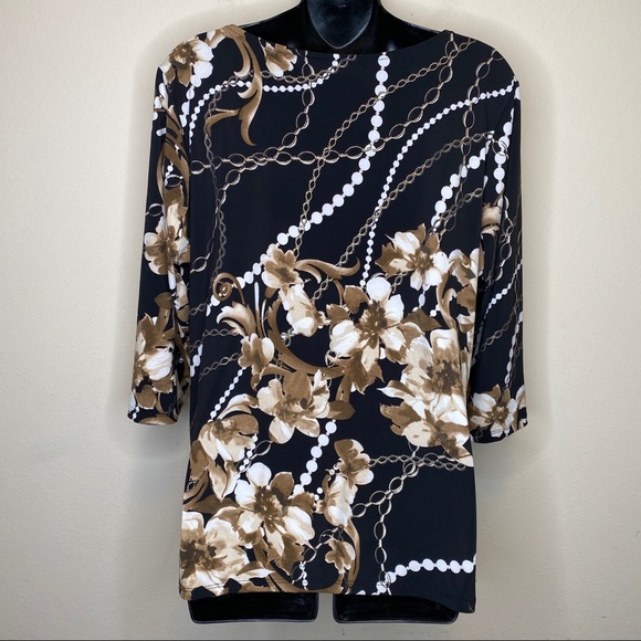 Laura Petites Blouse Black Pearls and Gold Chain - Picture 3 of 6